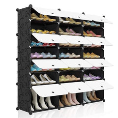 HAOYYE 4-Tier Portable Shoe Rack, Black Sturdy Design, Durable Multifunctional Organizer, Space-Saving Storage Cabinet For Heels, Boots, And Slippers, Expandable 48-Pair Shoe Tower, Modern Home Organizer For Closet, Entryway, Or Living Room