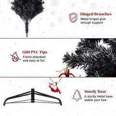 HAOYYE Black Christmas Tree Artificial PVC Holiday Decoration Tree with 1050 Realistic Branch Tips Stable Metal Base Easy Assembly Flame-Resistant for Home Office Indoor Winter Holiday Display