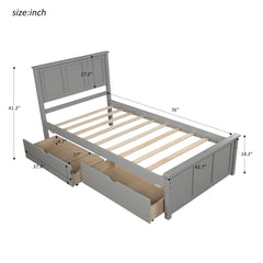 HAOYYE Storage Bed with 2 Drawers on Wheels, Twin Size Frame, Sturdy Space-Saving Heavy Duty Modern Design, Easy Assembly, Durable and Stylish Home Furniture, Versatile for Bedroom or Guest Room