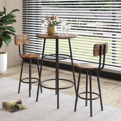 HAOYYE Bar table, equipped with 2 bar stools , with backrest and partition Sturdy Space-Saving Heavy Duty Modern Design Easy Assembly Durable Stylish Home Furniture Versatile