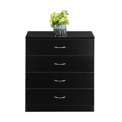 HAOYYE Modern Simple 4-Drawer Dresser with Durable P2 Particle Board Construction, Sleek Black Finish, Space-Saving Storage Solution for Bedroom Living Room or Family Room, Elegant and Functional Home Furniture