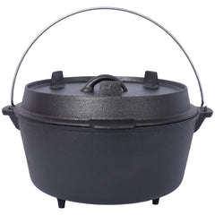 HAOYYE pre-Seasoned Cast Iron Dutch Oven With Skillet Lid, Outdoor Camping Deep Pot for Camping Fireplace Cooking BBQ Baking Campfire, Leg Base, 8 Quart Sturdy Space-Saving Heavy Duty Modern Design