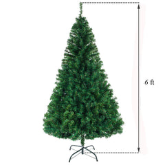 HAOYYE Green 6ft Artificial Christmas Tree with 1050 Branches, Realistic PVC Needles, Sturdy Metal Base with 3 Screws for Stability, Easy Assembly Holiday Decoration for Home, Office, and Event Celebrations