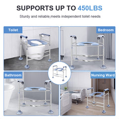 HAOYYE Raised Toilet Stool With Handle, Adjustable Height For Comfort And Safety, Supports Up To 400 LBS, Equipped With Bottom Suction Cups For Stability, Smooth And Firm Design, Ideal For Elderly, Pregnant, And Disabled Users, Fits Many Toilet