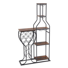 HAOYYE 11 Bottle Wine Bakers Rack, 5 Tier Freestanding Wine Rack with Hanging Wine Glass Holder and Storage Shelves, Wine Storage Home Bar for Liquor and Wine Storagefor Kitchen, Dining Room Sturdy