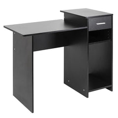 HAOYYE High-Quality Integrated Melamine Board Computer Desk with Drawer, Modern Black Office Desk for Home Workstation, Sturdy and Durable Writing Table with Storage for Study and Living Room