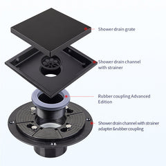 HAOYYE 6 Inch Square Shower Floor Drain Sturdy Space-Saving Heavy Duty Modern Design Adults Dorm Room Easy Assembly Bedroom Furniture