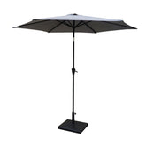 HAOYYE 8.8 Ft Outdoor Aluminum Patio Umbrella Gray Market Umbrella with 42 Pound Square Resin Base Push Button Tilt and Crank Lift UV Resistant Canopy for Backyard Garden Deck Poolside Balcony Outdoor Table Shade Durable and Easy to Use