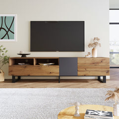 HAOYYE Modern TV Stand for 80'' TV with Double Storage Space, Media Console Table, Entertainment Center with Drop Down Door for Living Room, Bedroom, Home Theatre Sturdy Space-Saving Heavy Duty Modern Design