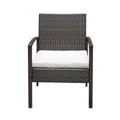 HAOYYE 3-Piece Rattan Patio Conversation Set with 2 Armchairs and Square Glass Coffee Table, PE Wicker Outdoor Sofa Set with Cushions,Porch, Backyard, Balcony