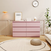 HAOYYE Pink 6-Drawer Dresser, Modern Chest Of Drawers With Spacious Storage, Sturdy Space-Saving Heavy Duty Design, Perfect For Adults And Dorm Rooms, Easy Assembly