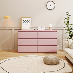 HAOYYE Pink 6-Drawer Dresser, Modern Chest Of Drawers With Spacious Storage, Sturdy Space-Saving Heavy Duty Design, Perfect For Adults And Dorm Rooms, Easy Assembly