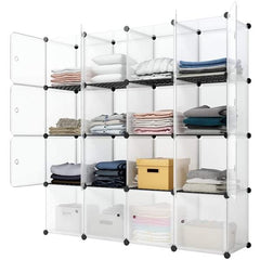 HAOYYE 16-Cube Storage Shelf, Cube Shelving Bookcase, Bookshelf Organizing Closet, Toy Organizer Cabinet, White Color, Soft Cozy Warm Flannel Fleece Home Decor, Luxury Comfortable Unique Design, Premium Quality Storage Solution