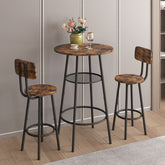 HAOYYE Bar table, equipped with 2 bar stools , with backrest and partition Sturdy Space-Saving Heavy Duty Modern Design Easy Assembly Durable Stylish Home Furniture Versatile
