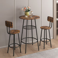 HAOYYE Bar table, equipped with 2 bar stools , with backrest and partition Sturdy Space-Saving Heavy Duty Modern Design Easy Assembly Durable Stylish Home Furniture Versatile