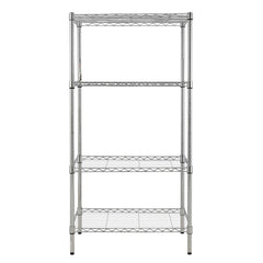 HAOYYE 4-Shelf Adjustable Wire Shelving Unit – Sturdy Chrome Storage Shelves With Heavy-Duty Steel Construction, Perfect For Garage, Kitchen, Office, Or Home Organization – Space-Saving, Durable, Adjustable Design For Flexible Storage Solutions