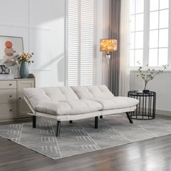 HAOYYE Cream Convertible Folding Modern sofa Bed Sturdy Space-Saving Heavy Duty Modern Design Adults Dorm Room Easy Assembly Bedroom Furniture