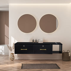 HAOYYE Black Salon Storage Cabinet with Two Drawers and Three Lockable Holes E0 Grade Particleboard with Hemp Surface Durable Modern Design for Spa Salon Barbershop Office