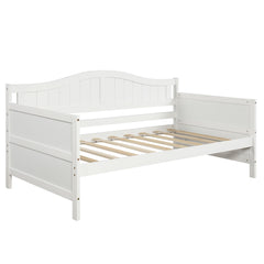 HAOYYE Twin Wooden Daybed with Trundle Bed White Durable Sturdy Space-Saving Heavy Duty Modern Design Easy Assembly Stylish Versatile Sofa Bed for Bedroom and Living Room