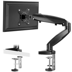 HAOYYE The monitor arm is adjustable for desktop mount and fits 15-27 inch monitors with weight capacities up to 15.4 pounds, black Sturdy Space-Saving Heavy Duty Modern Design Adults Dorm Room