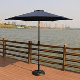 HAOYYE 8.8 Ft Outdoor Aluminum Patio Umbrella with 33 Pound Round Resin Base, Navy Blue Market Umbrella Featuring Push Button Tilt and Crank Lift, UV-Resistant Canopy for Backyard Garden Deck Poolside Shade