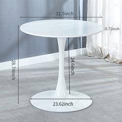 HAOYYE 31.5"White Tulip Table Mid-century Dining Table for 2-4 people With Round Mdf Table Top, Pedestal Dining Table, End Table Leisure Coffee Table Sturdy Space-Saving Heavy Duty Modern Design Durable
