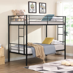 HAOYYE METAL BUNK BED BLACK Sturdy Space-Saving Heavy Duty Modern Design Adults Dorm Room Easy Assembly Bedroom Furniture