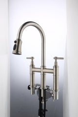 HAOYYE Bridge Kitchen Faucet with Pull-Down Sprayhead in Spot Sturdy Space-Saving Heavy Duty Modern Design Adults Dorm Room Easy Assembly Bedroom Furniture