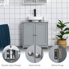 HAOYYE Bathroom Storage Cabinet with Adjustable Shelf and U Shaped Cut Out for Under Sink, Freestanding Wooden Cabinet with Door for Bathroom Organizer, Modern Space Saving Floor Cabinet for Home and Apartment
