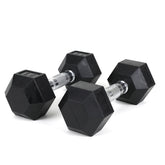 HAOYYE 15LB Dumbbell Pair Rubber Coated Solid Cast Iron Hex Dumbbells with Contoured Chrome Handles Durable Strength Training Free Weights for Home Gym Workout and Muscle Building
