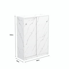 HAOYYE Marble white shoe cabient with sliding door have 6 layers can storage at least30 pairs shoes Sturdy Space-Saving Heavy Duty Modern Design Adults Dorm Room Easy Assembly Bedroom Furniture