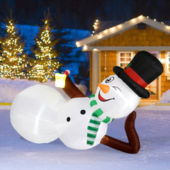 HAOYYE 9.8 FT Inflatable Lighted Christmas Lying Snowman Outdoor Holiday Yard Lawn Garden Decorations Built-In LED Lights Funny Festive Blow Up Décor for Party Front Porch Display