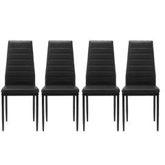 Haoyye Dining Chair Set of 4, Modern PU Leather Upholstered Chairs with Comfortable Cushioned Seats, Sturdy and Space-Saving Dining Room Chairs for Kitchen, Apartment, or Small Dining Area, Easy Assembly, Black