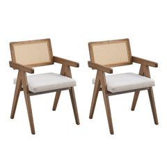 HAOYYE Wooden Frame Upholstered Dining Chairs Set of 2,Mid Century Kitchen Chairs for Living Room,Restaurant,Bohemian Style Chairs for Office,Coffee Shop.OAK Sturdy Space-Saving Heavy Duty Modern Design