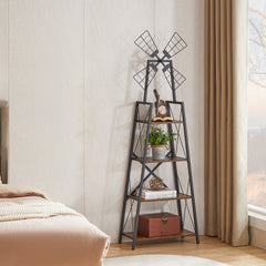 Haoyye 4-Tier Narrow Bookshelf, Space-Saving Bookcase with Open Shelves for Home Office, Living Room, Bedroom or Kitchen, Vertical Metal and Wood Storage Organizer for Books, Decor or Display, Modern Freestanding Design, Easy to Assemble