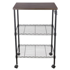 HAOYYE 3-Tier Kitchen Utility Cart, Mobile Rolling Kitchen Storage Cart, Durable Metal Frame with Wood Top, Compact Multifunctional Serving Trolley, Easy Assembly and Modern Design, Ideal for Home, Kitchen, Office, or Dining Room