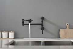 HAOYYE Wall mounted Pot Filler Faucet, Modern Brass Pot Filler Two-Attachment Wall Mount Folding Kitchen Pot Filler Swing Arm Sturdy Space-Saving Heavy Duty Modern Design Adults Dorm Room Easy Assembly