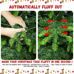 HAOYYE Artificial Green LED Lit Christmas Tree with 502 PE PVC Mixed Branch Tips Hinged Premium Construction Foldable Stable Base for Indoor Holiday Decoration and Festive Home Display