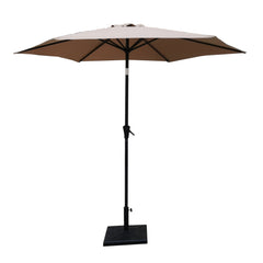 HAOYYE 8.8 Feet Outdoor Aluminum Patio Umbrella Taupe Market Umbrella with 42 Pound Square Resin Base Push Button Tilt and Crank Lift UV Resistant Canopy for Backyard Deck Garden Poolside Balcony Outdoor Table Shade Easy Operation and Durable Design