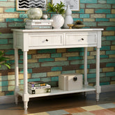 HAOYYE Daisy Series Console Table, Traditional Design with Two Drawers and Bottom Shelf, Ivory White, Sturdy Space-Saving Construction, Heavy Duty Design, Easy Assembly, Durable and Stylish Home Furniture, Versatile for Living Room or Entryway