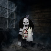 HAOYYE 1.8 FT Halloween Decoration Scary Clown Animatronic with Sound Activation, Creepy Voice Effects, Party Decor and Haunted House Prop for Indoor or Outdoor Table Yard Lawn, Spooky Horror Halloween Atmosphere