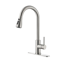 HAOYYE Single Handle Kitchen Sink Faucet with Pull Out Sprayer Sturdy Space-Saving Heavy Duty Modern Design Adults Dorm Room Easy Assembly Bedroom Furniture