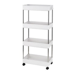 HAOYYE 4-Layer Mobile Multi-functional Storage Cart,Suitable for Kitchen, Bathroom, Laundry Room Narrow Place, Plastic and Stainless Steel, White soft cozy warm flannel fleece home decor luxury