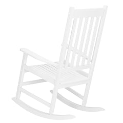 HAOYYE Square Wooden Rocking Chair with Wavy Backboard, Sturdy and Elegant Rocker for Patio, Porch, Garden, or Balcony, Comfortable and Durable Design for Relaxation and Outdoor Enjoyment