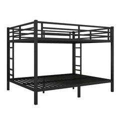 HAOYYE Metal Queen over Queen Bunk Bed for Teens and Adults,Space-Saving/Noise Reduced/No Box Spring Needed, Black Sturdy Heavy Duty Modern Design Dorm Room Easy Assembly Bedroom Furniture