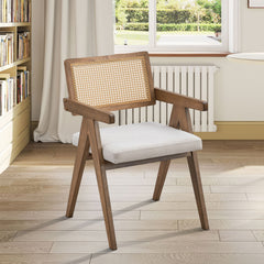 HAOYYE Wooden Frame Upholstered Dining Chairs Set of 2,Mid Century Kitchen Chairs for Living Room,Restaurant,Bohemian Style Chairs for Office,Coffee Shop.OAK Sturdy Space-Saving Heavy Duty Modern Design