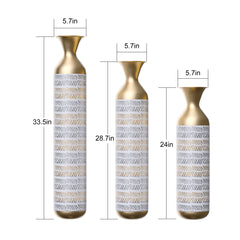 Haoyye Oversized Floor Vase Set of 3, Tall Metal Decorative Vases for Dried Flowers Pampas Grass or Twigs, Hollow Floral Design, Handcrafted Modern Vintage Style Vases for Living Room, Bedroom, Farmhouse, or Entryway Decor, Sturdy and Durable