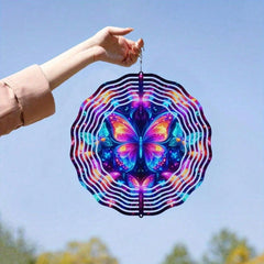 HAOYYE 3D Metal Blue Butterfly Wind Spinner, Yard and Garden Decoration, Kinetic Outdoor Spinner, Spinfinity Wind Sculpture, Classic Style, No Feather, Unique and Elegant Garden Accent