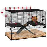 HAOYYE 31" Extra Large Hamster Cage with Tube Tunnel, Small Animal Cage for Dwarf Hamster, Rat, Gerbil Cage with Deep Glass Bottom, Water Bottle, Food Dish, Exercise Wheel, Ramps Sturdy Space-Saving