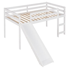 HAOYYE Loft Bed with Slide, Multifunctional Design, Twin (White)(OLD SKU: WF191904AAK) Sturdy Space-Saving Heavy Duty Modern Design Adults Dorm Room Easy Assembly Bedroom Furniture